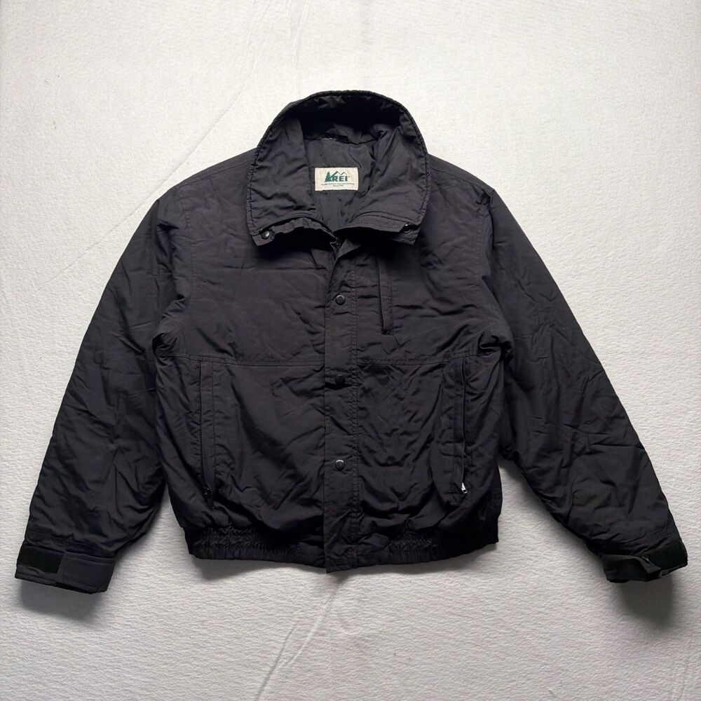 Vintage 80s REI Insulated Jacket Black Thermolite Outdoor Hiking Women's Medium